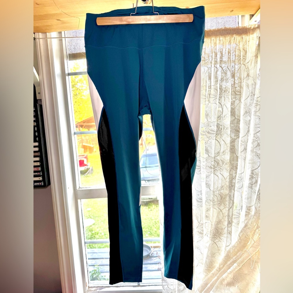 Teal and Black Colorblock Leggings